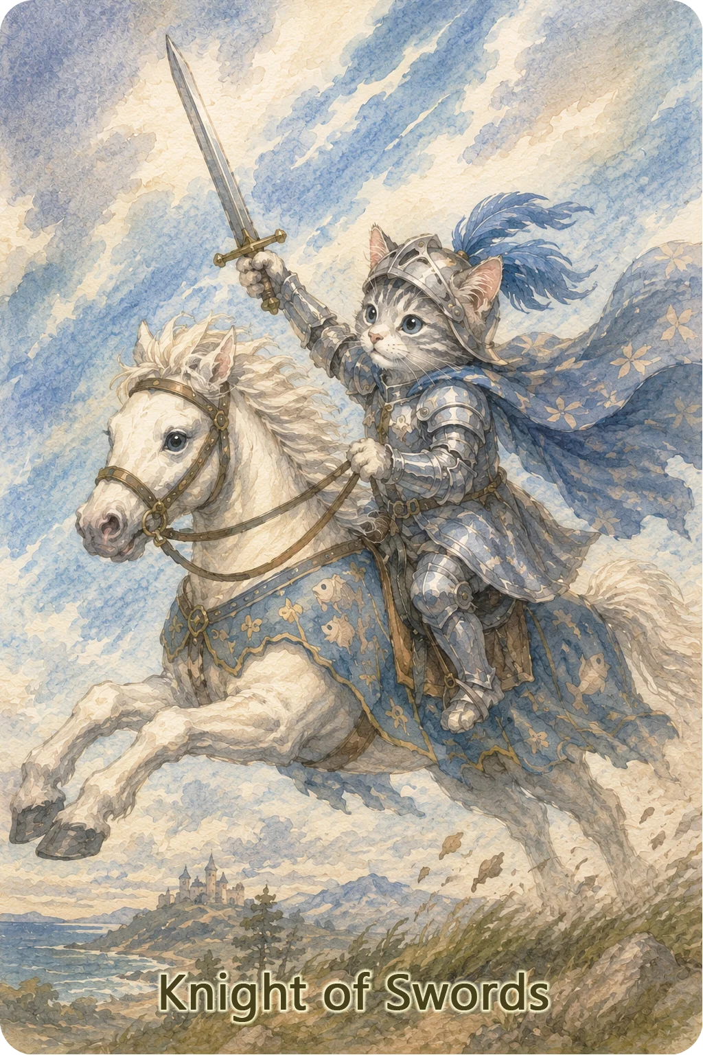 ソードのナイト（Knight of Swords）のタロットカード画像
