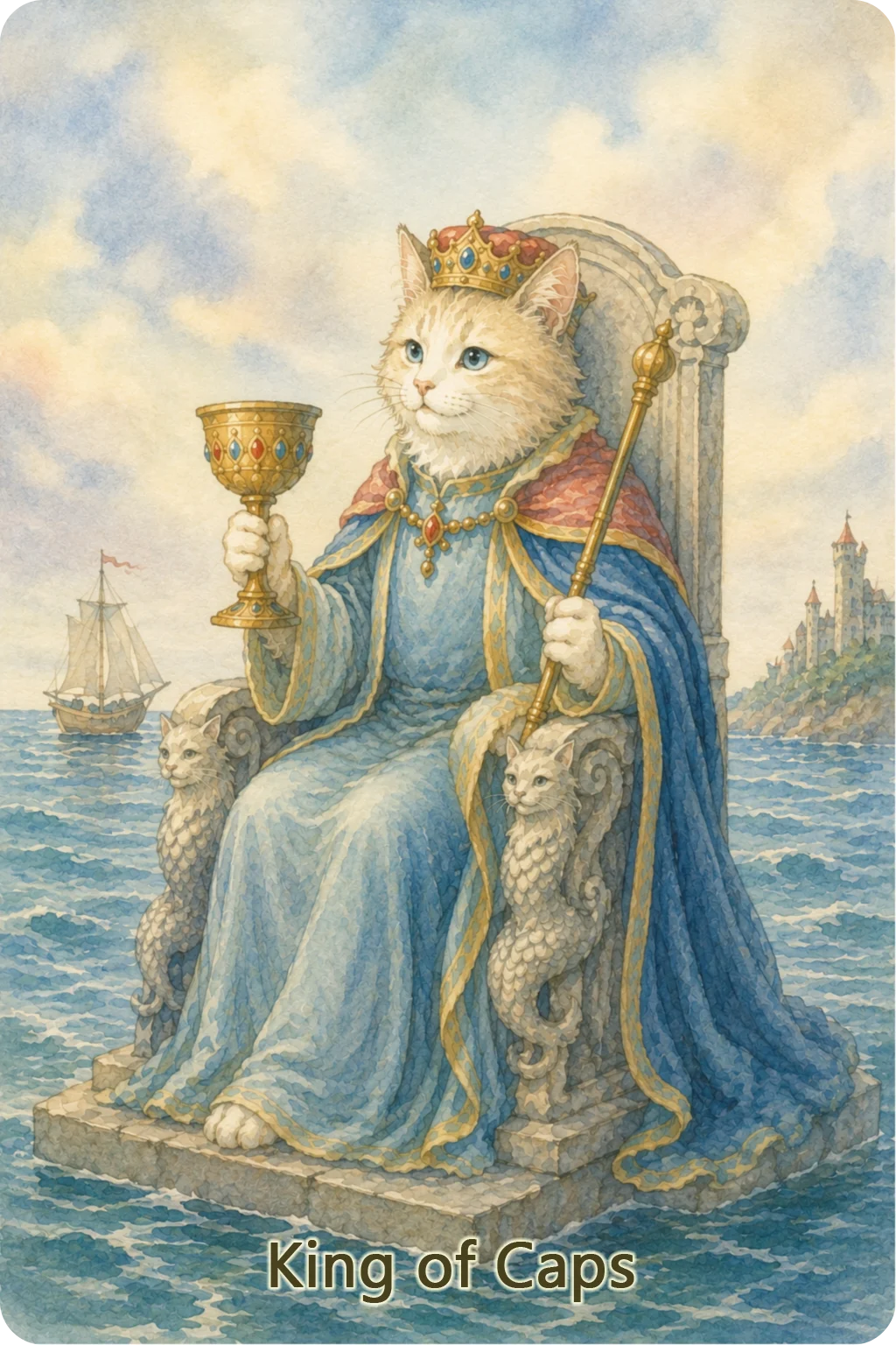 カップのキング（King of Cups）のタロットカード画像