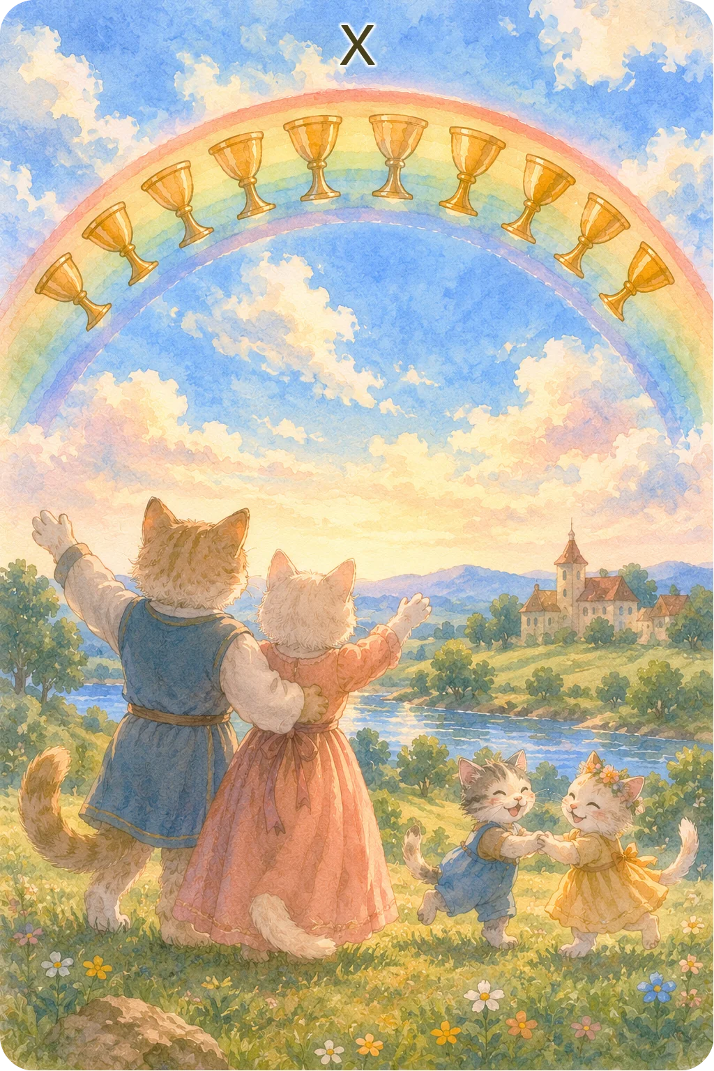 カップの10（Ten of Cups）のタロットカード画像