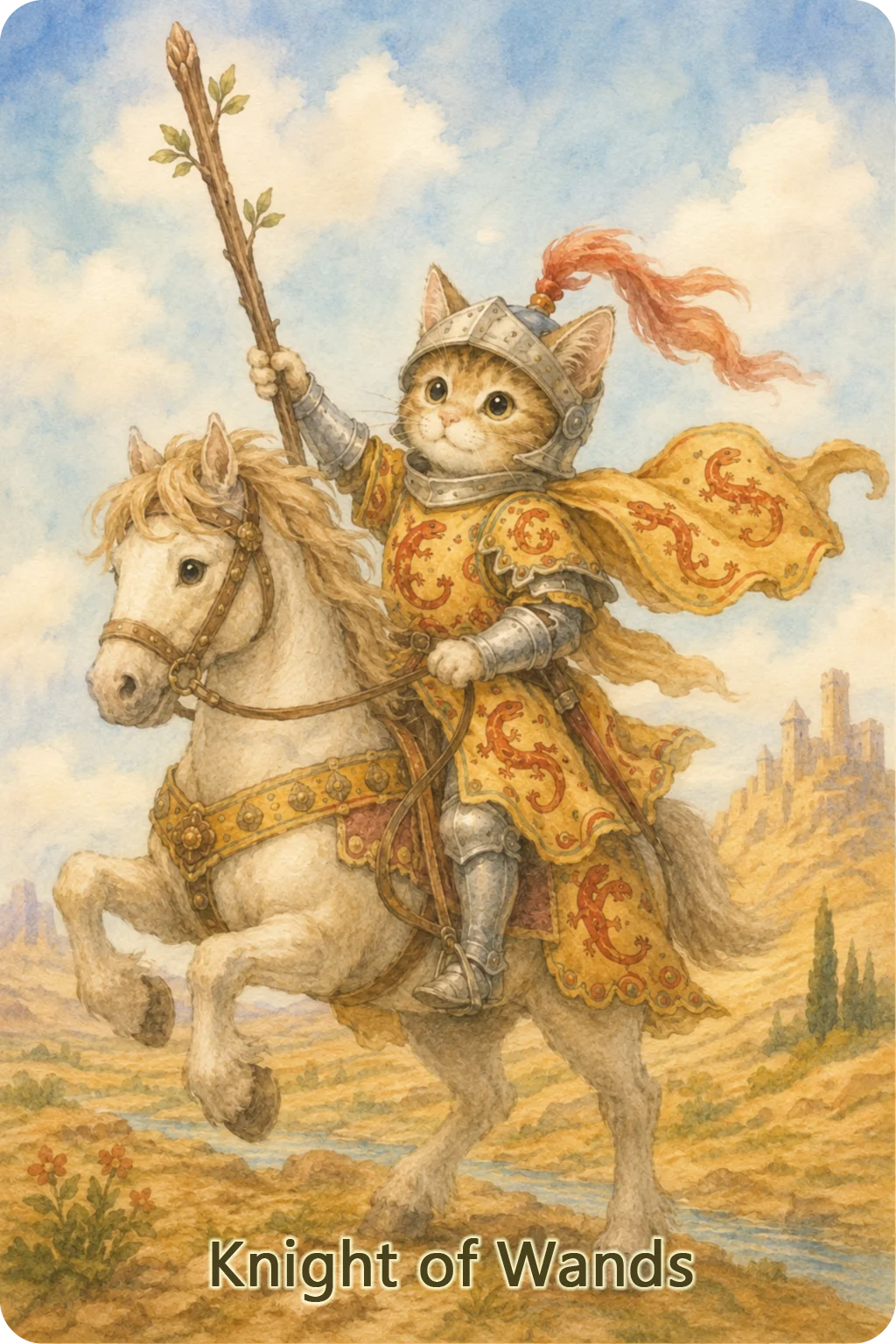 ワンドのナイト（Knight of Wands）のタロットカード画像