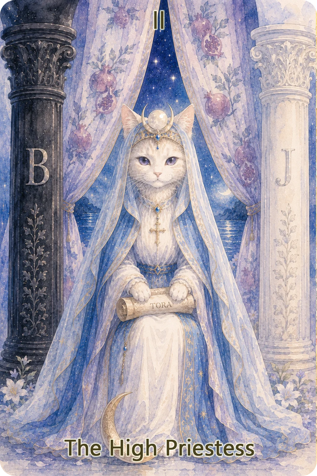 女教皇（The High Priestess）のタロットカード画像