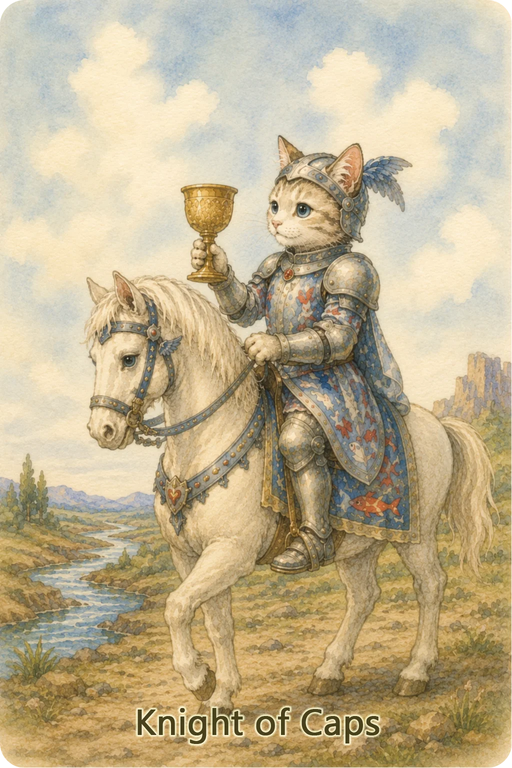カップのナイト（Knight of Cups）のタロットカード画像