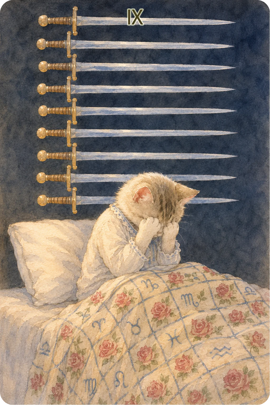 ソードの9（Nine of Swords）のタロットカード画像