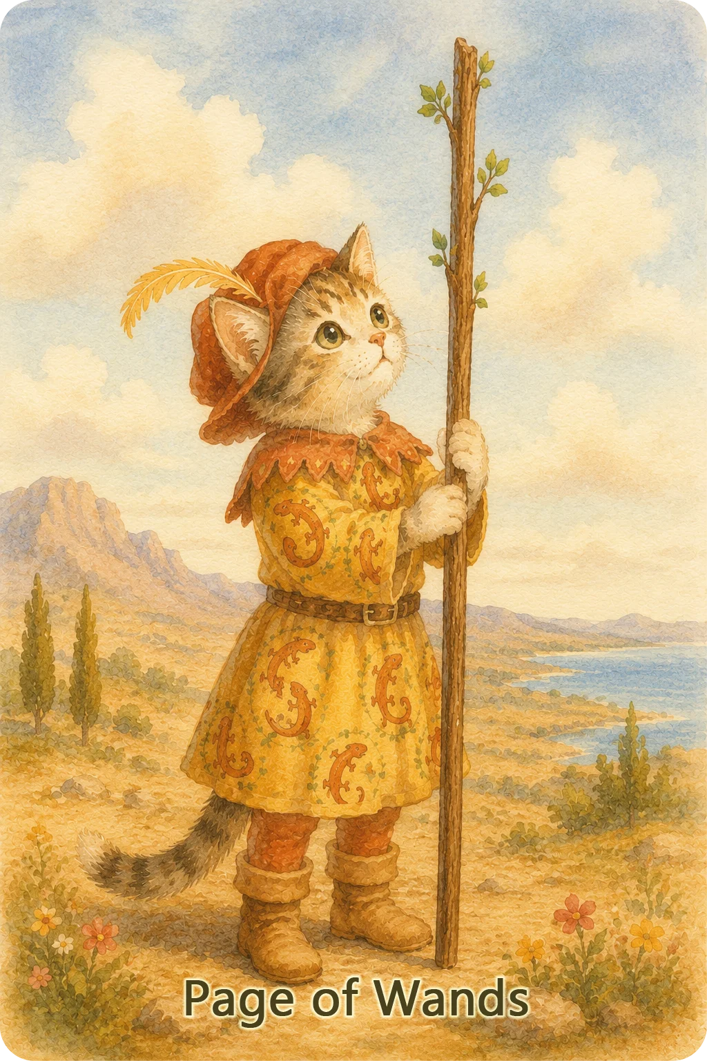 ワンドのペイジ（Page of Wands）のタロットカード画像