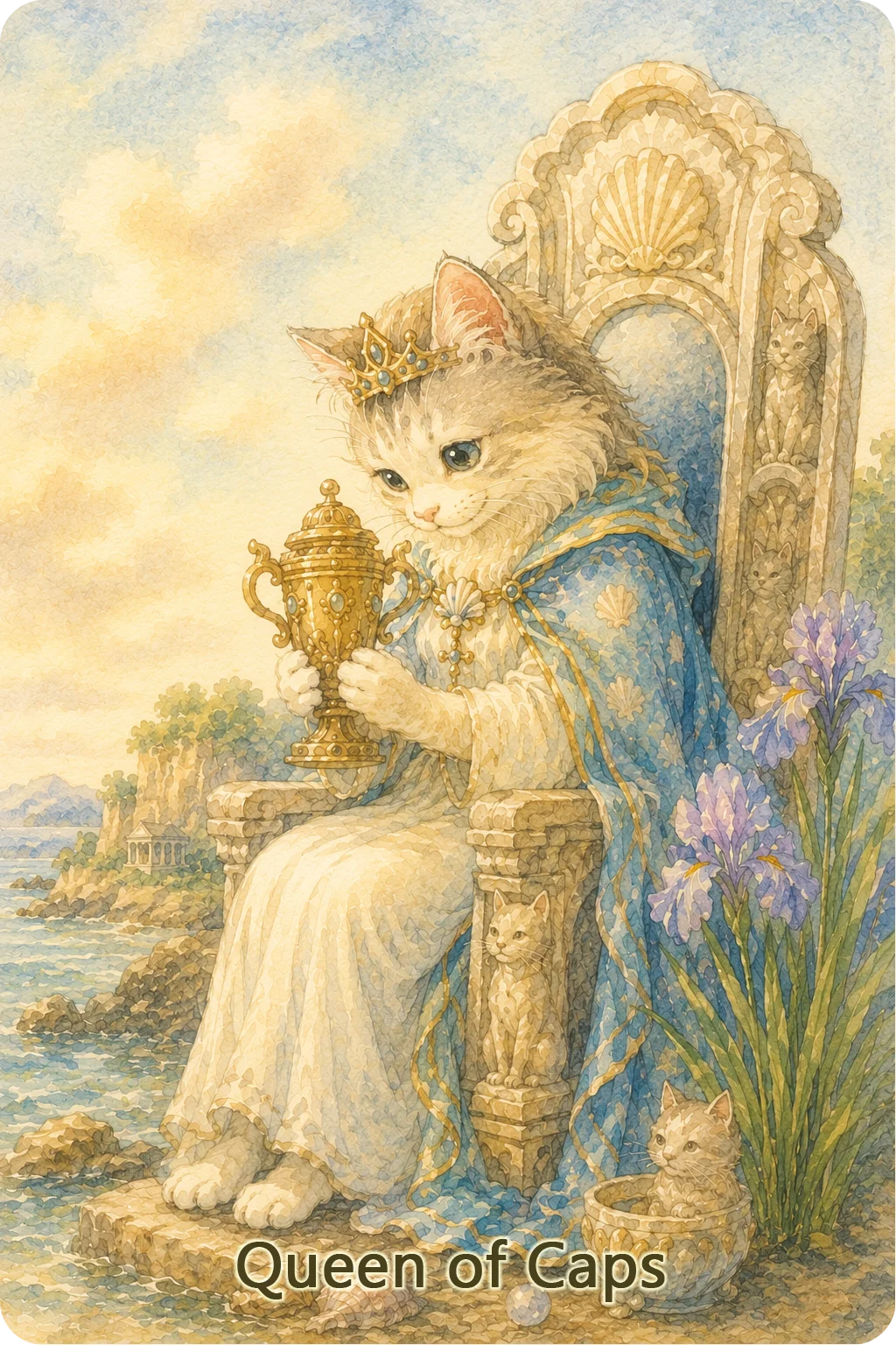 カップのクイーン（Queen of Cups）のタロットカード画像