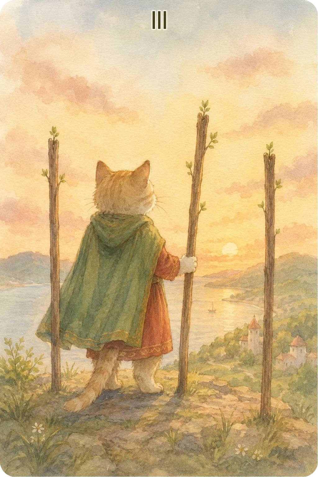 ワンドの３（Three of Wands）のタロットカード画像