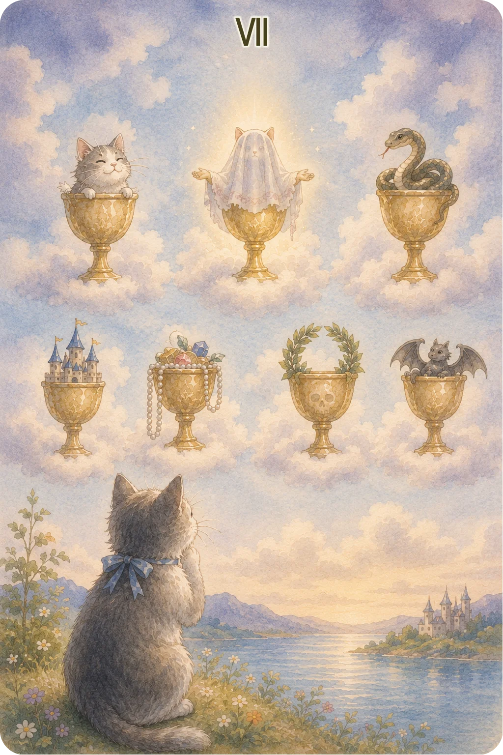 カップの7（Seven of Cups）のタロットカード画像