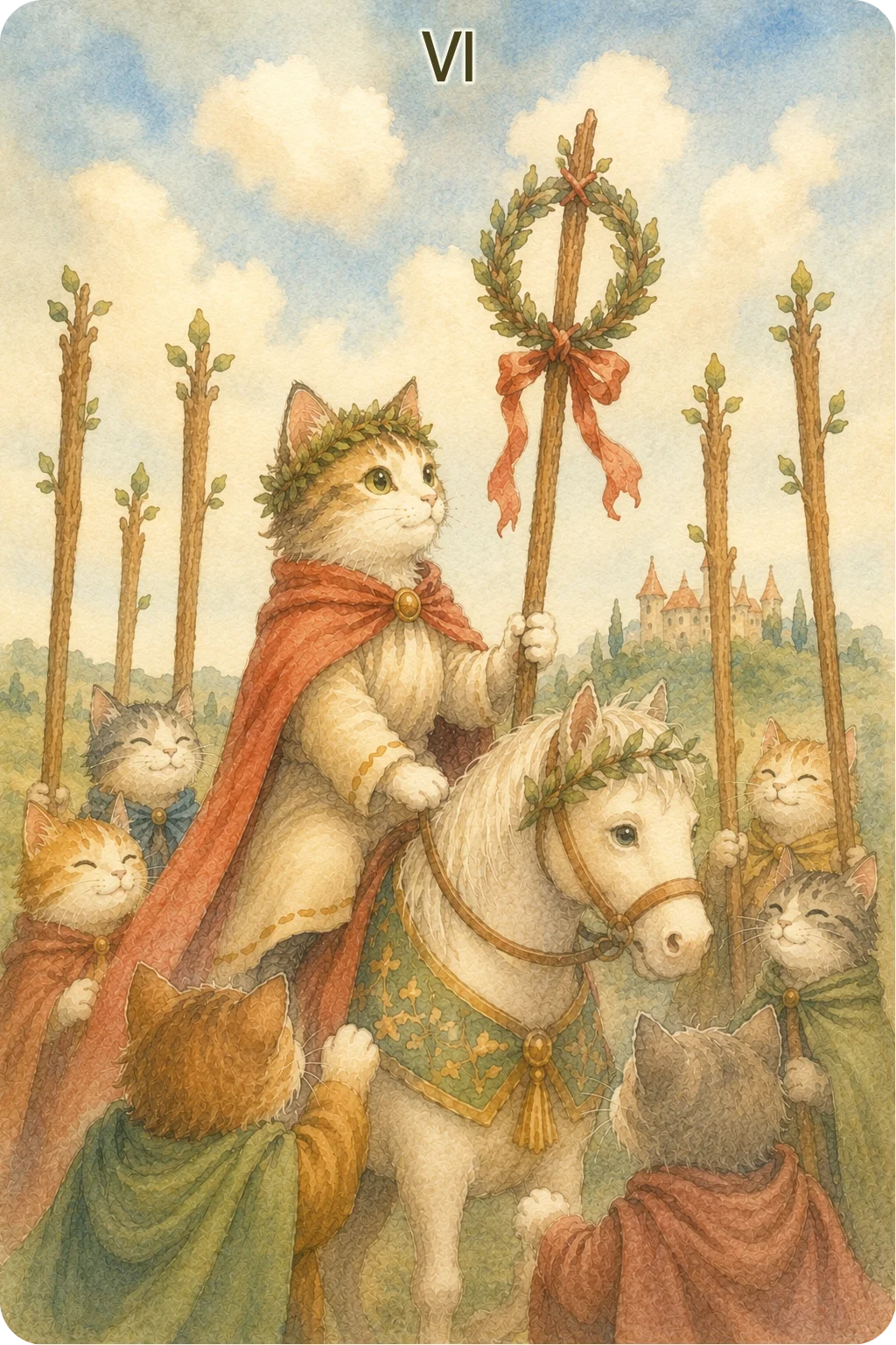 ワンドの6（Six of Wands）のタロットカード画像