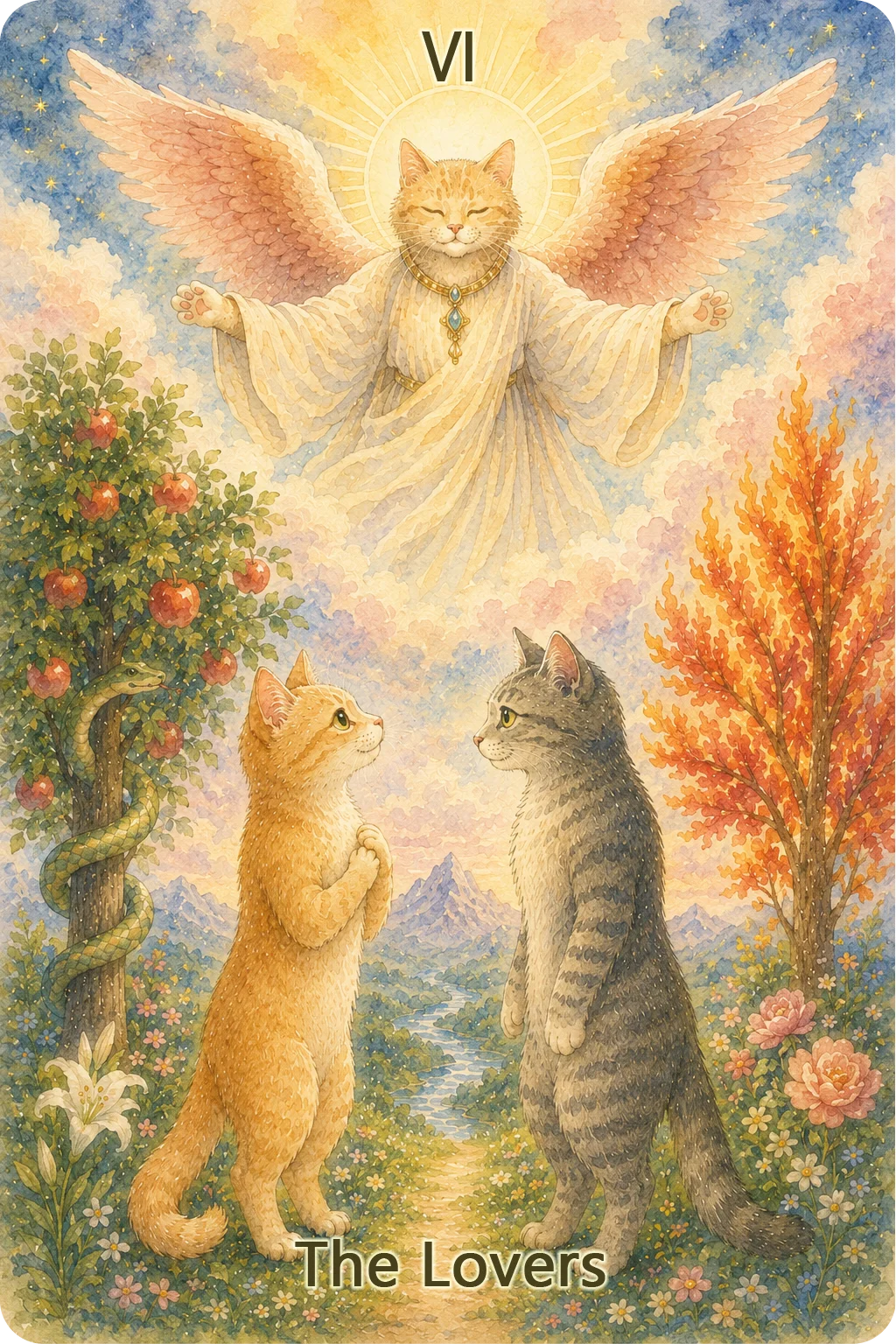 恋人たち（The Lovers）のタロットカード画像