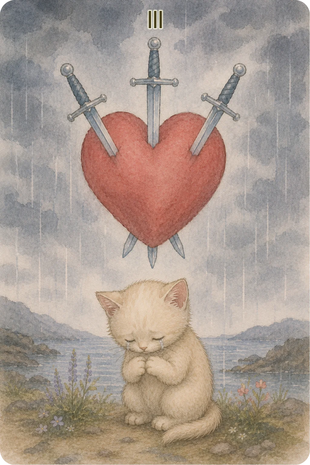 ソードの3（Three of Swords）のタロットカード画像