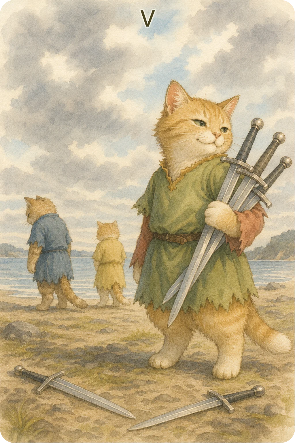 ソードの5（Five of Swords）のタロットカード画像