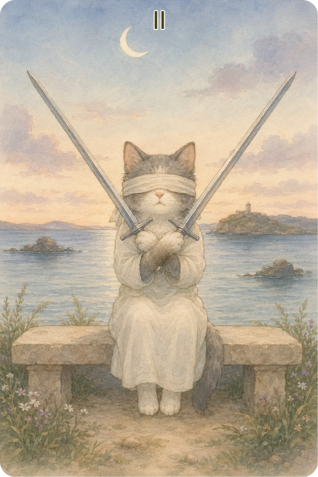 ソードの2（Two of Swords）のタロットカード画像