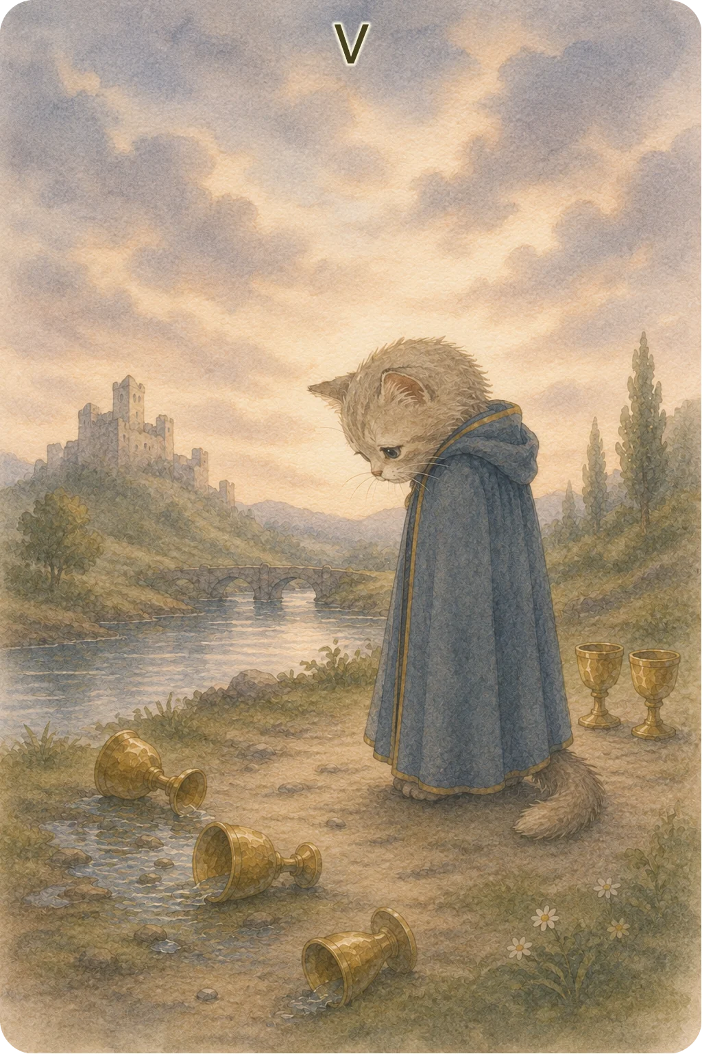 カップの5（Five of Cups）のタロットカード画像